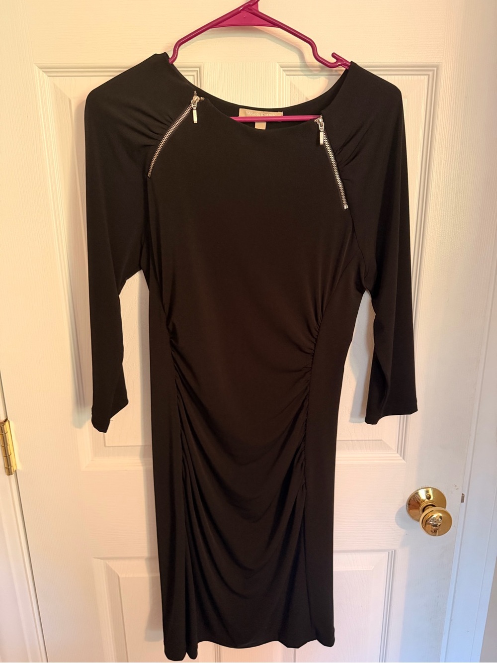 Banana Republic Black Midi Dress with Silver Zipper Details